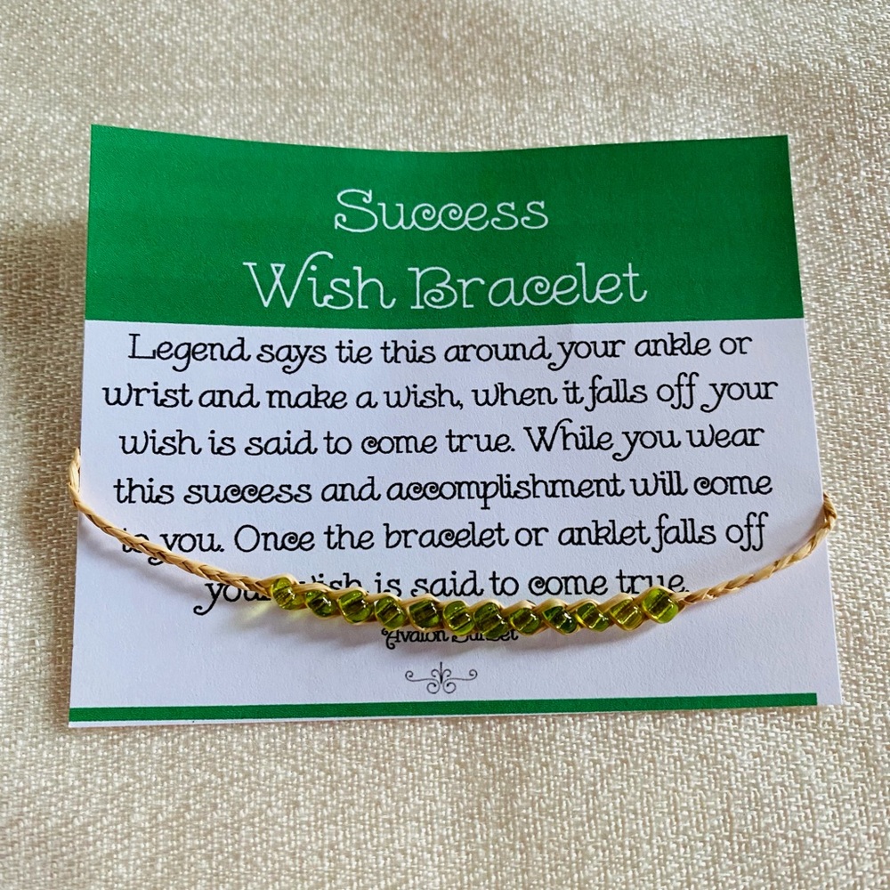 Success Wish Bracelet / anklet ankle bracelet hemp raffia jewelry with card